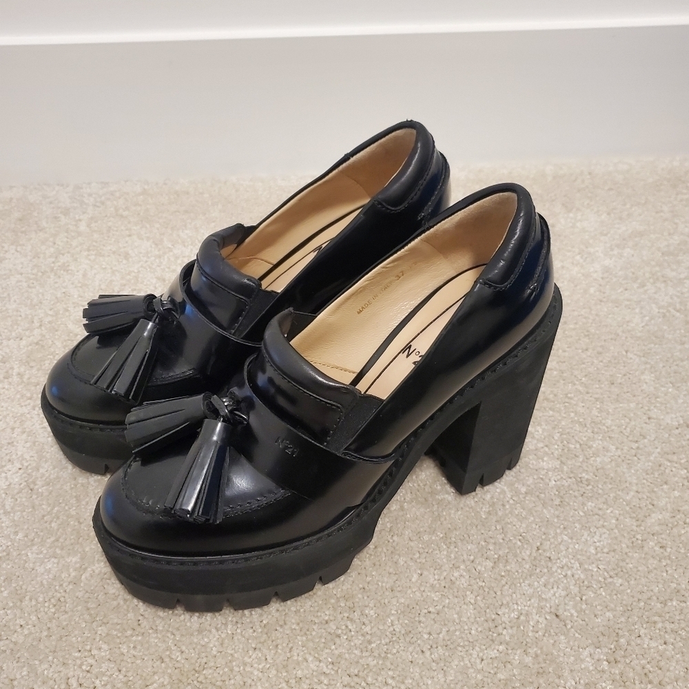 No. 21 Black Platform Loafers